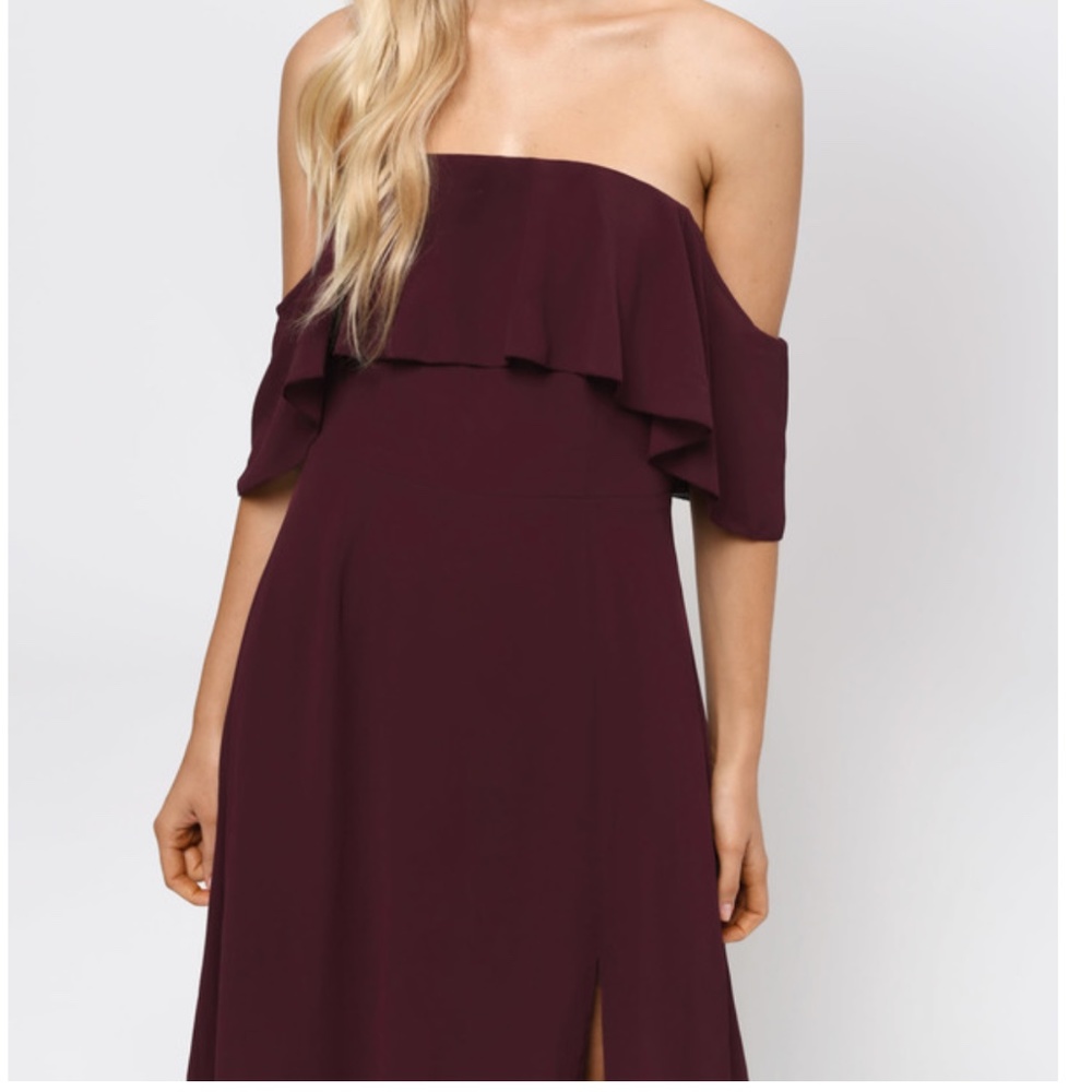 Tobi Into You Ruffle Top Maxi Dress in Wine